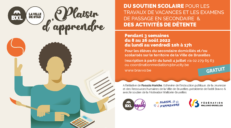 Soutien scolaire gratuit à Bruxelles pendant l'été